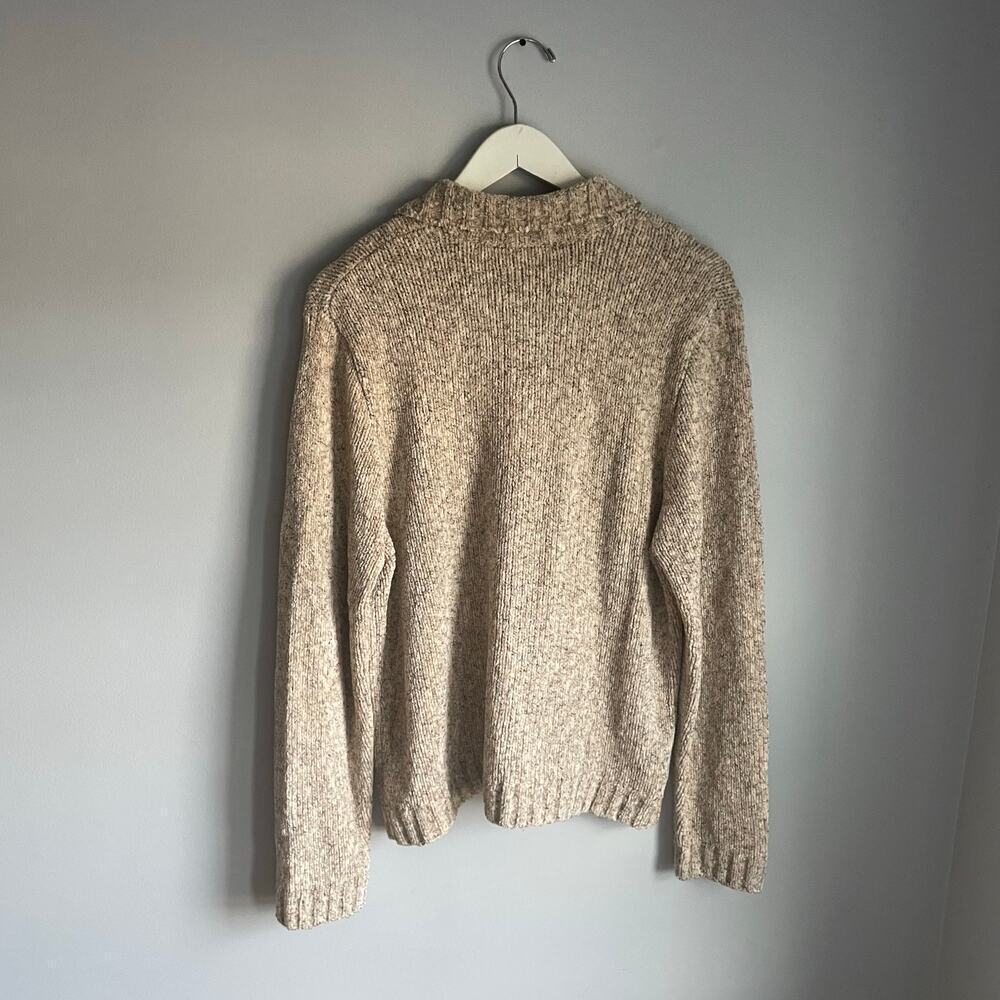 Croft & Barrow Y2K Cream Beige Chenille Sweater Knit Zip Up Cozy Heritage XL - Picture 3 of 9